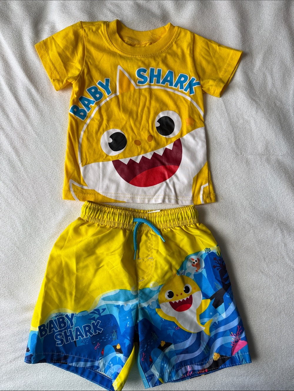 Yellow Short Sleeve Tee and Swim Shorts Set boys Size 2T
